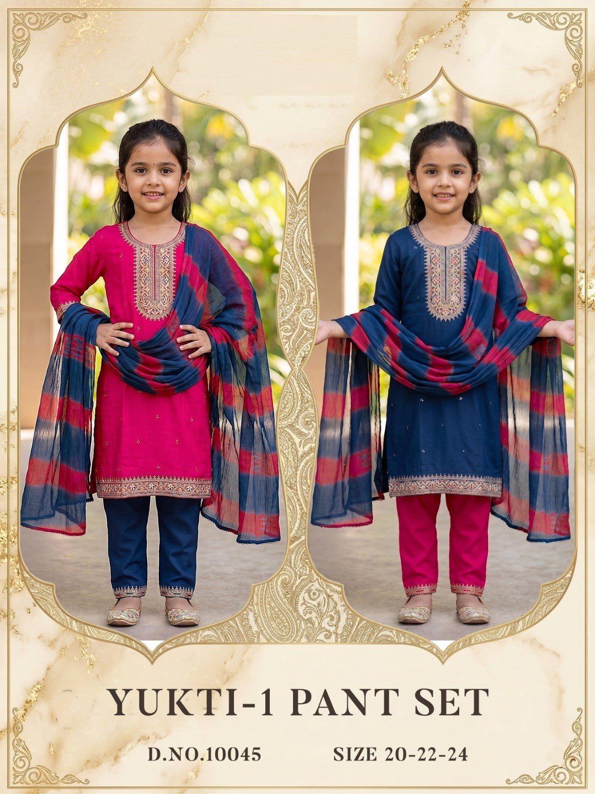 Yukti 10045 And 48 Heavy Rayon Embroidered Girls Ethnic Dress Set - Amrah Wholesale