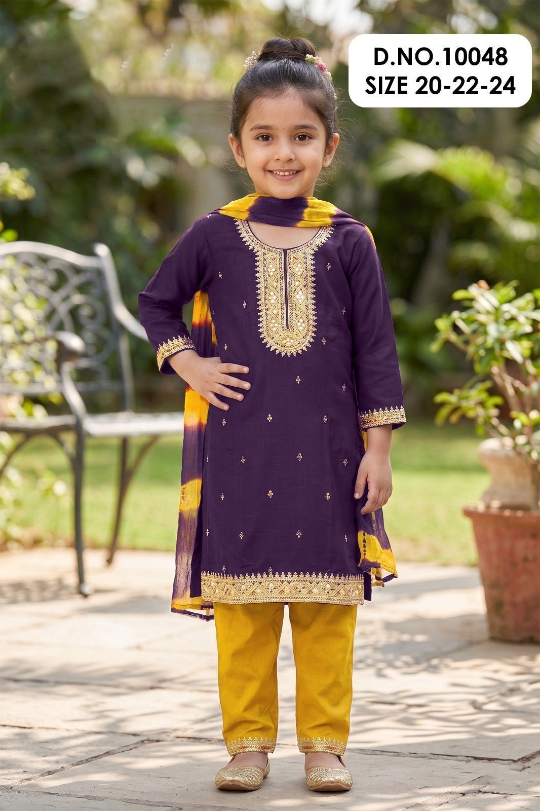 Yukti 10045 And 48 Heavy Rayon Embroidered Girls Ethnic Dress Set - Amrah Wholesale