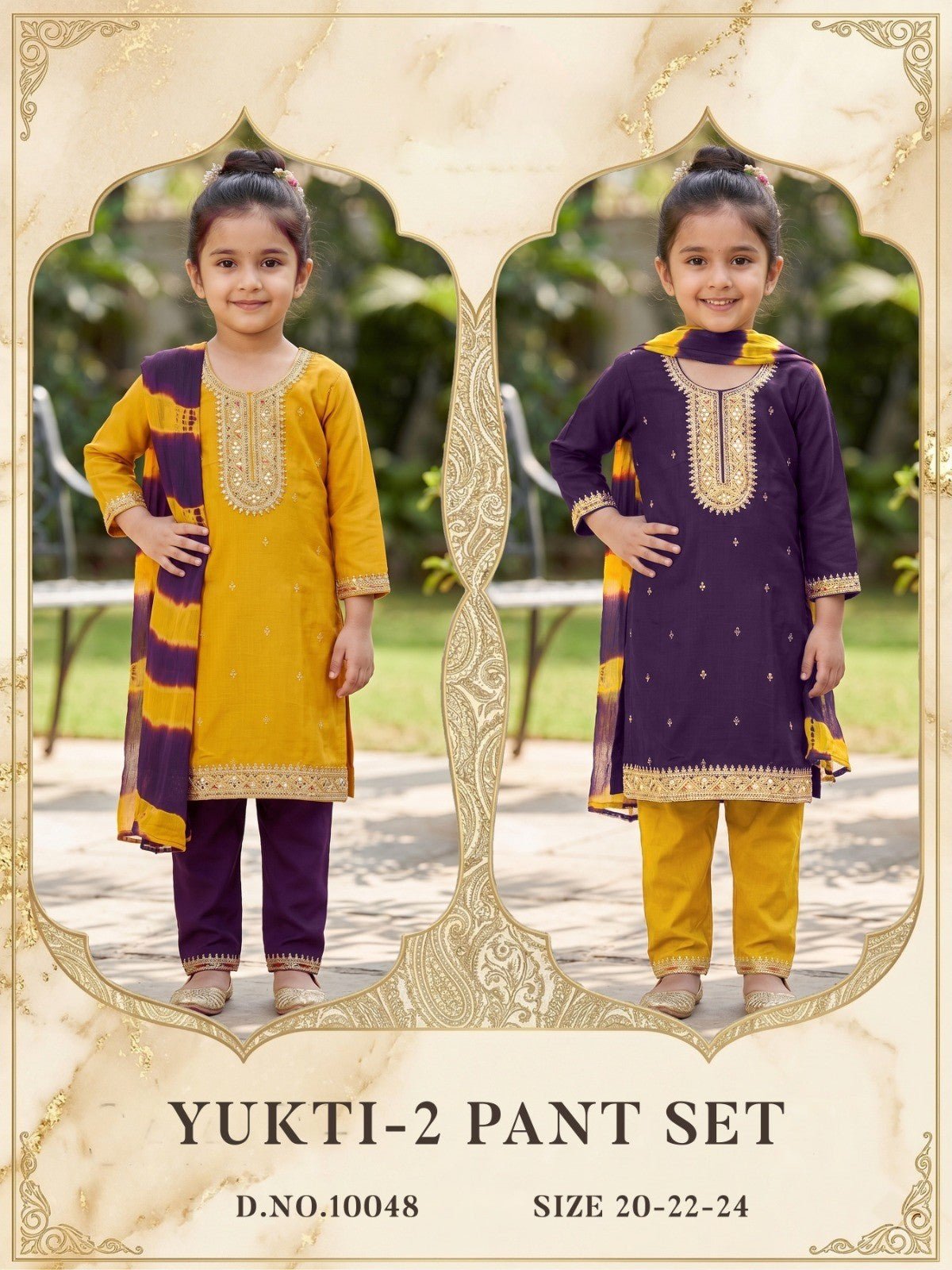 Yukti 10045 And 48 Heavy Rayon Embroidered Girls Ethnic Dress Set - Amrah Wholesale