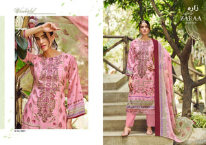 Zaraa Print Hafsa Vol 03 Crepe Printed Unstitched Pakistani Suit