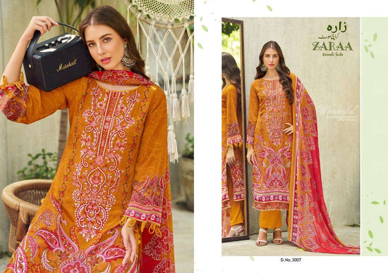 Zaraa Print Hafsa Vol 03 Crepe Printed Unstitched Pakistani Suit