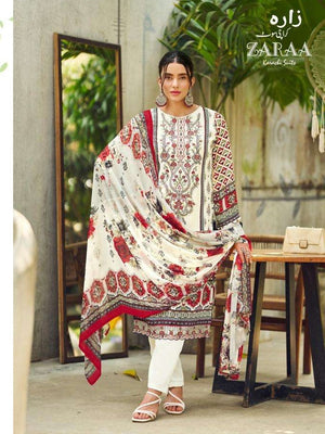 Zaraa Print Hafsa Vol 03 Crepe Printed Unstitched Pakistani Suit