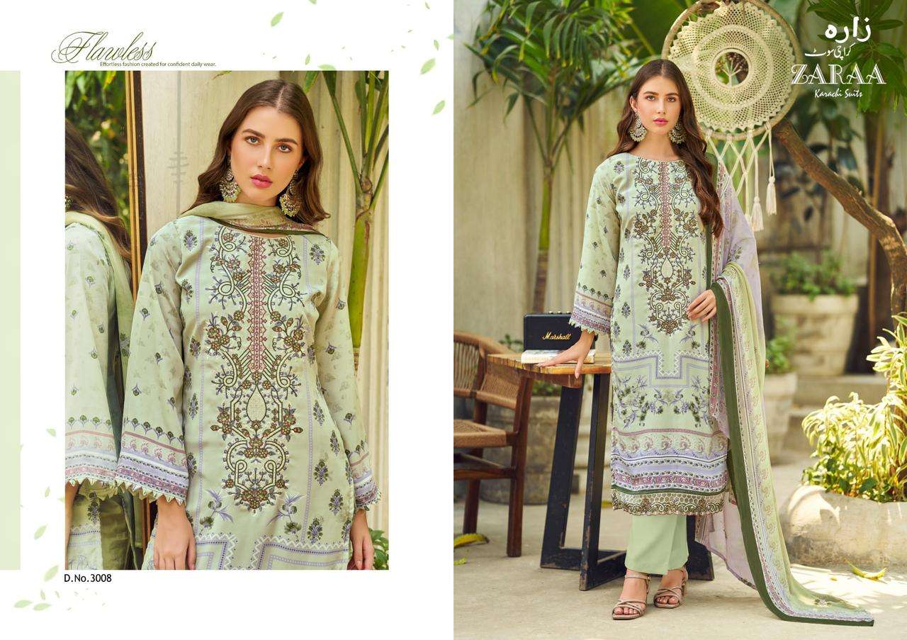 Zaraa Print Hafsa Vol 03 Crepe Printed Unstitched Pakistani Suit