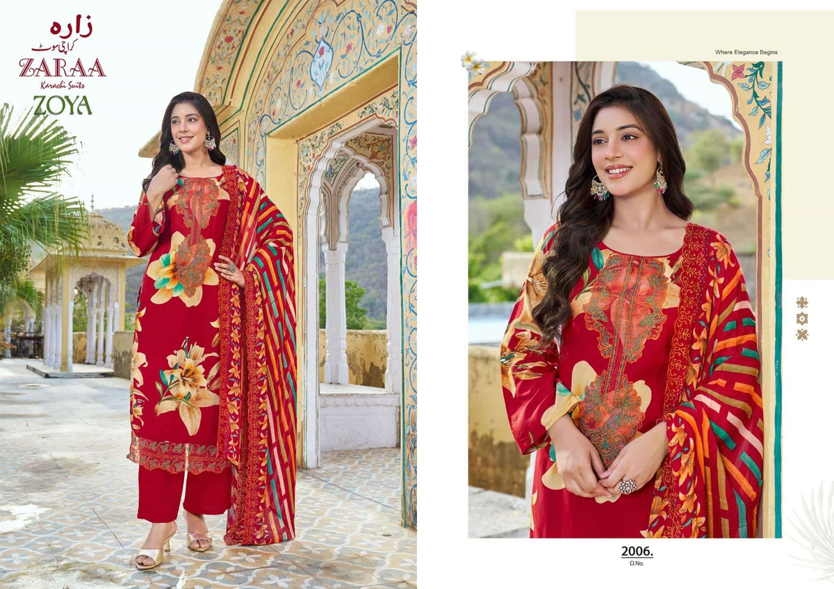 Zaraa Zoya Vol 2 Karachi Rayon Cotton Dress Material - Amrah Wholesale