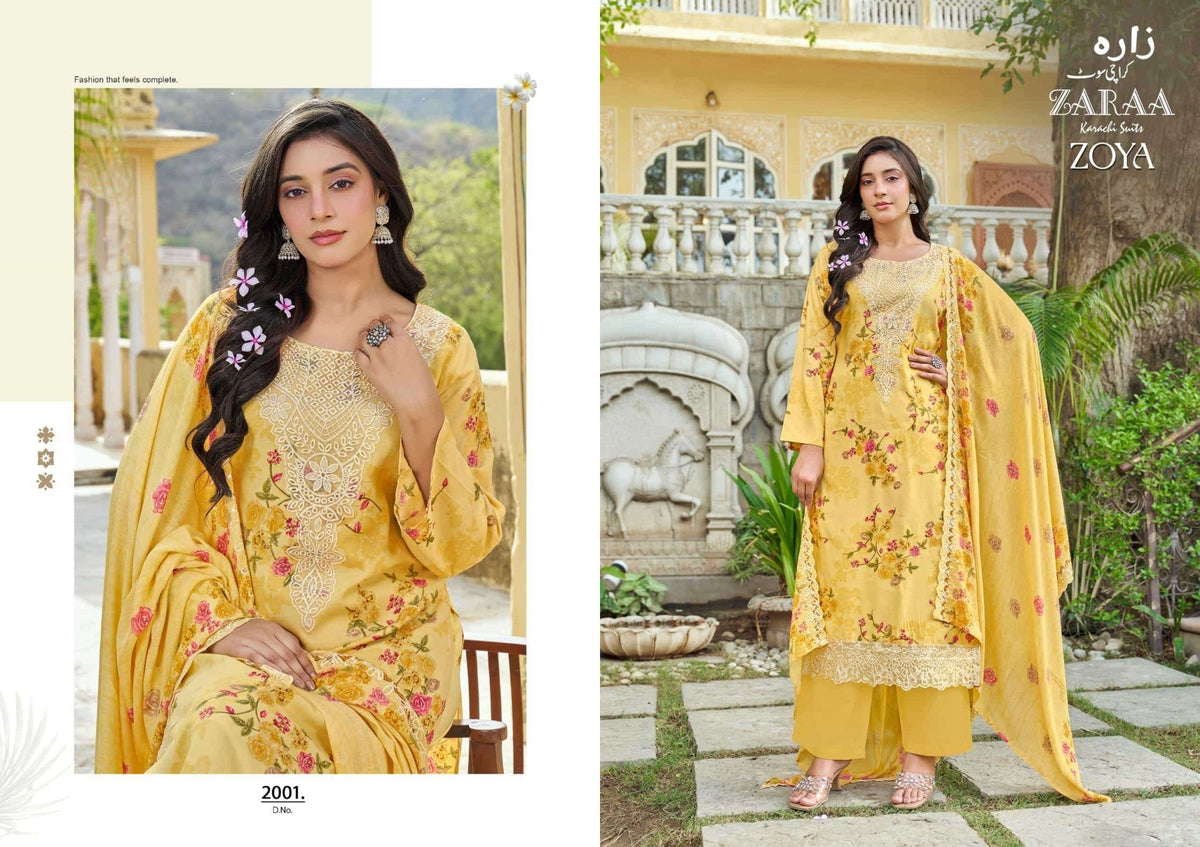 Zaraa Zoya Vol 2 Karachi Rayon Cotton Dress Material - Amrah Wholesale