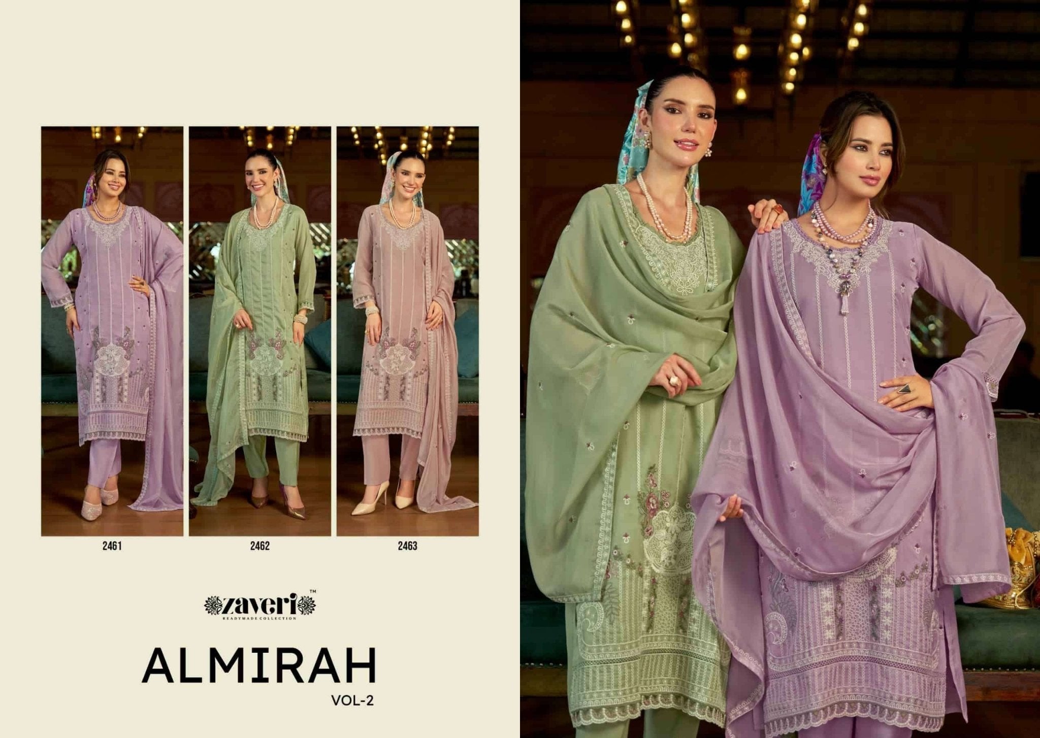Zaveri Almirah Vol 2 Organza Embroidered Salwar Suit Set - Amrah Wholesale