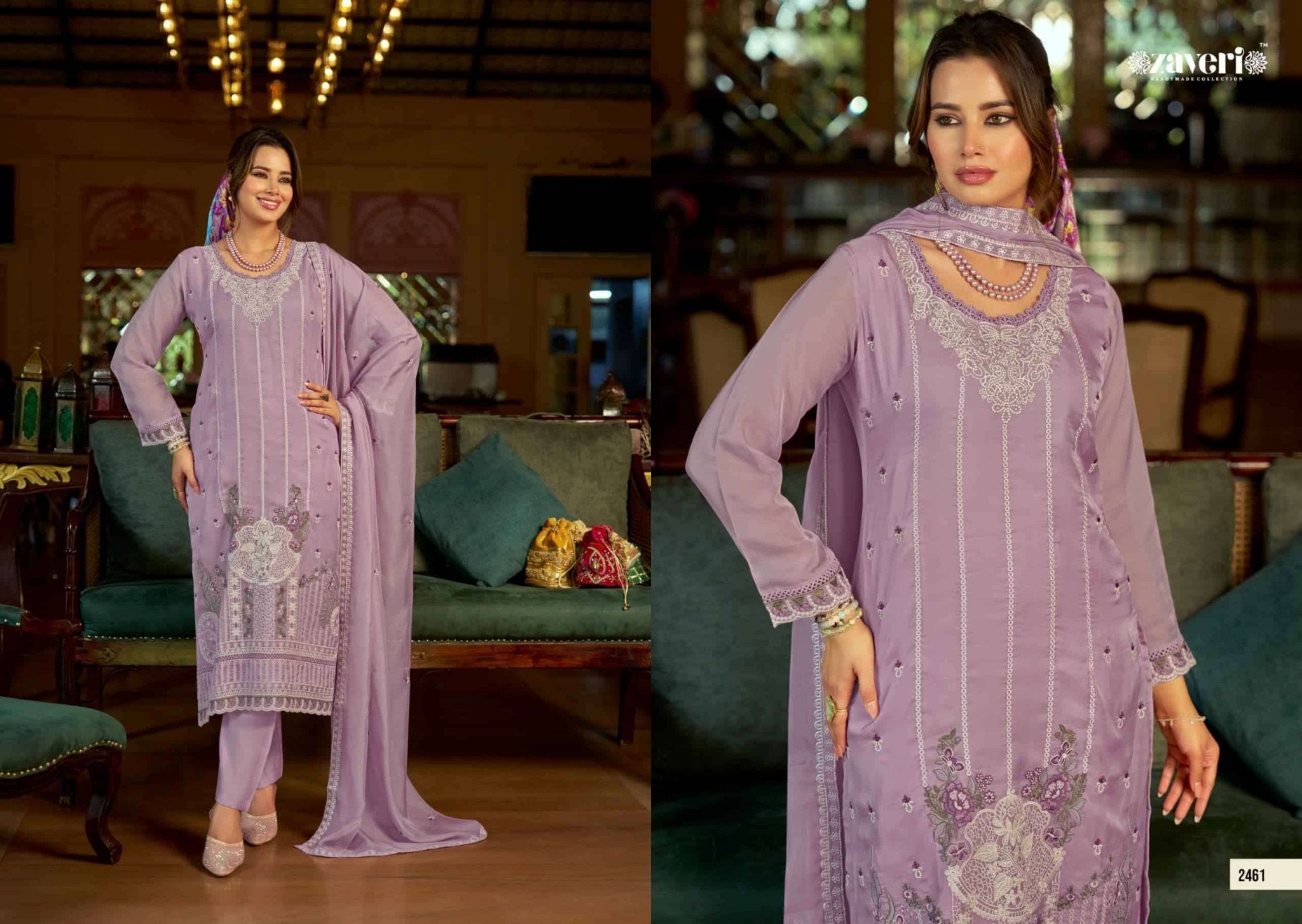 Zaveri Almirah Vol 2 Organza Embroidered Salwar Suit Set - Amrah Wholesale