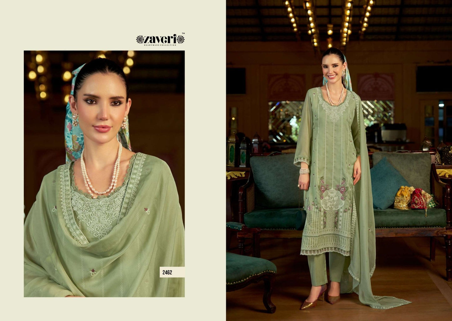 Zaveri Almirah Vol 2 Organza Embroidered Salwar Suit Set - Amrah Wholesale