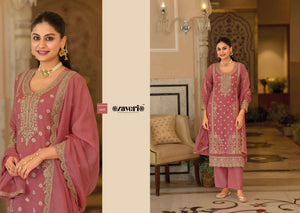 Zaveri Anaya Vol 6 Soft Organza Embroidery Kurti Pant Dupatta Set - Amrah Wholesale