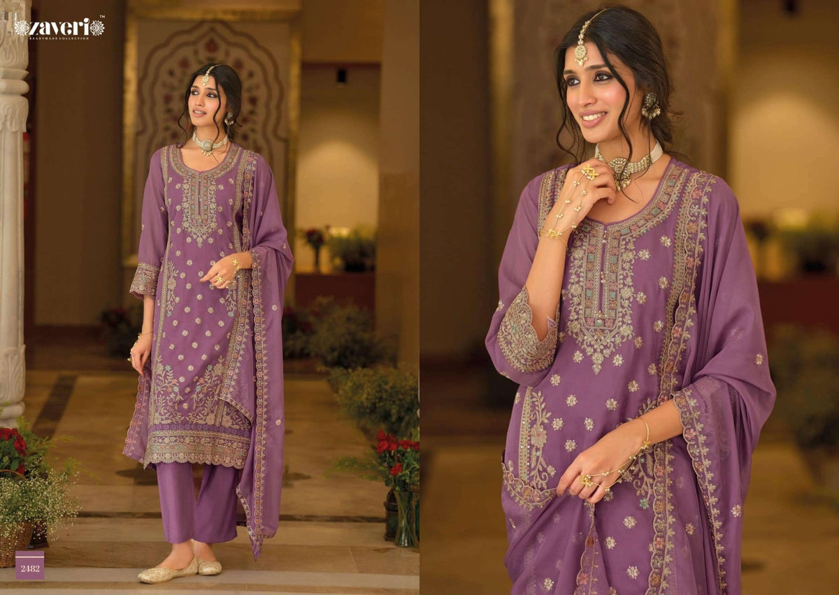 Zaveri Anaya Vol 6 Soft Organza Embroidery Kurti Pant Dupatta Set - Amrah Wholesale