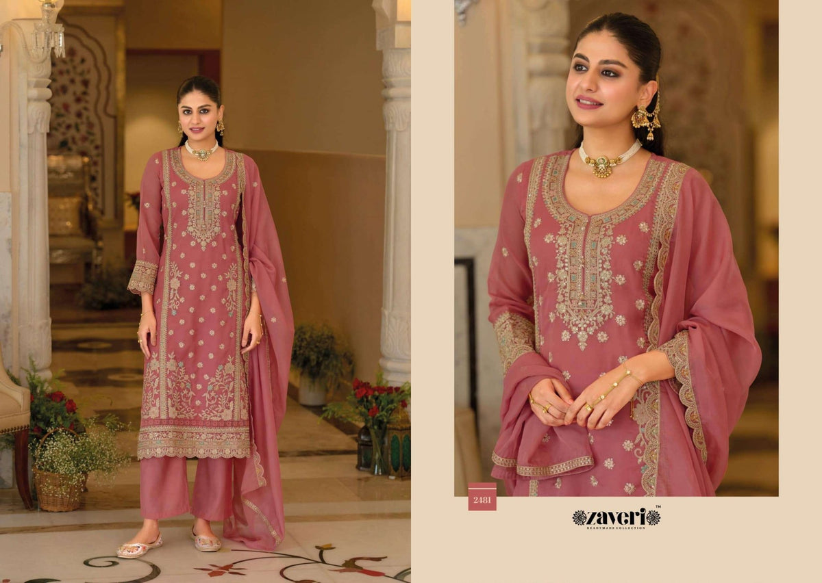 Zaveri Anaya Vol 6 Soft Organza Embroidery Kurti Pant Dupatta Set - Amrah Wholesale