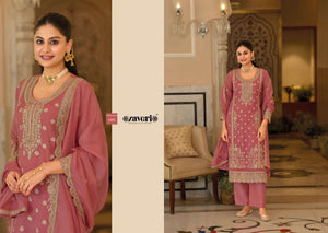 Zaveri Anaya Vol 6 Soft Organza Embroidery Kurti Pant Dupatta Set