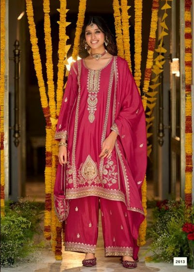 Zaveri D 2611 To 2613 Chinon Embroidered Designer Salwar Kameez Set