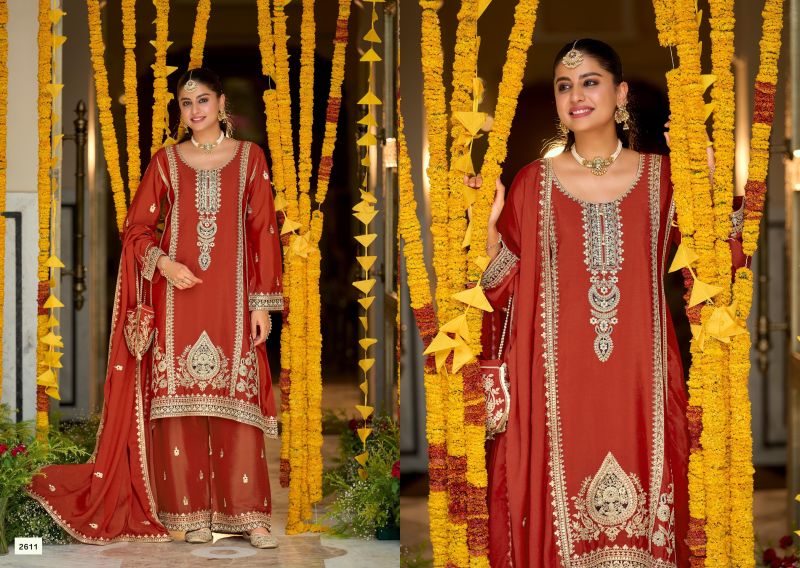 Zaveri D 2611 To 2613 Chinon Embroidered Designer Salwar Kameez Set