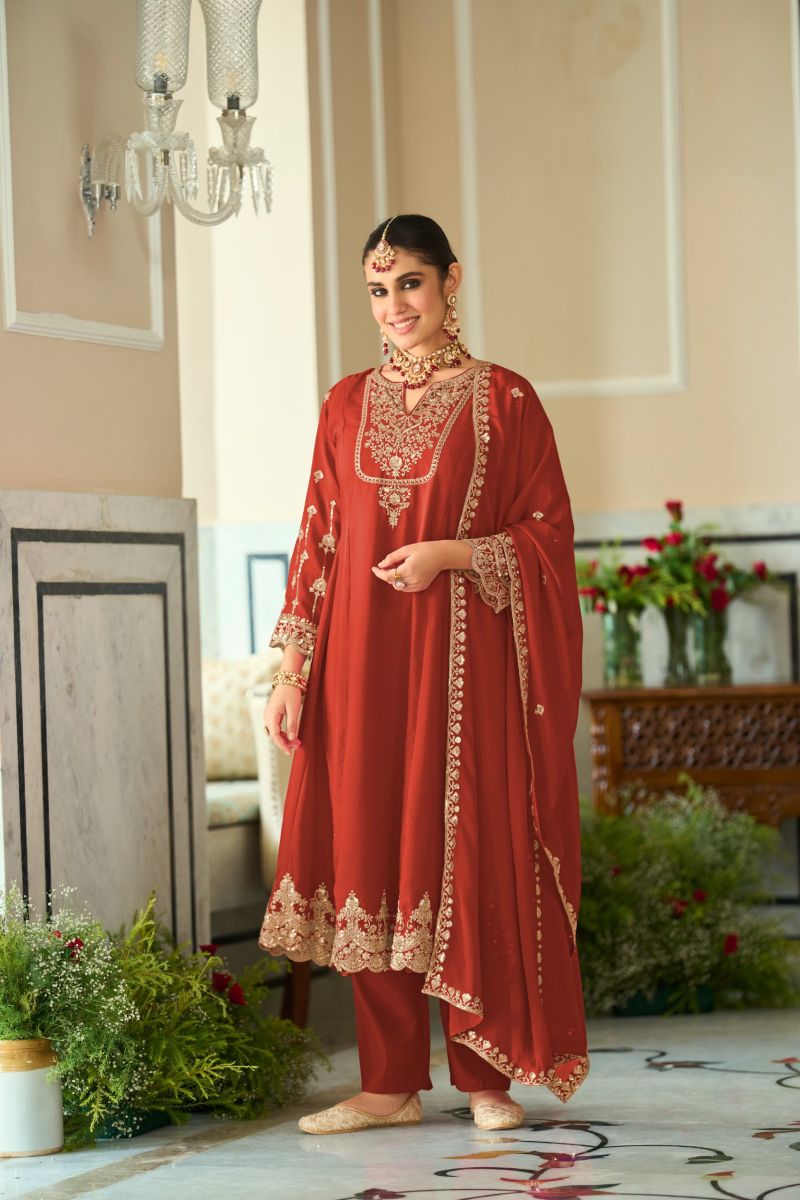 Zaveri D 9827 Chinon Embroidered Designer Salwar Kameez Set