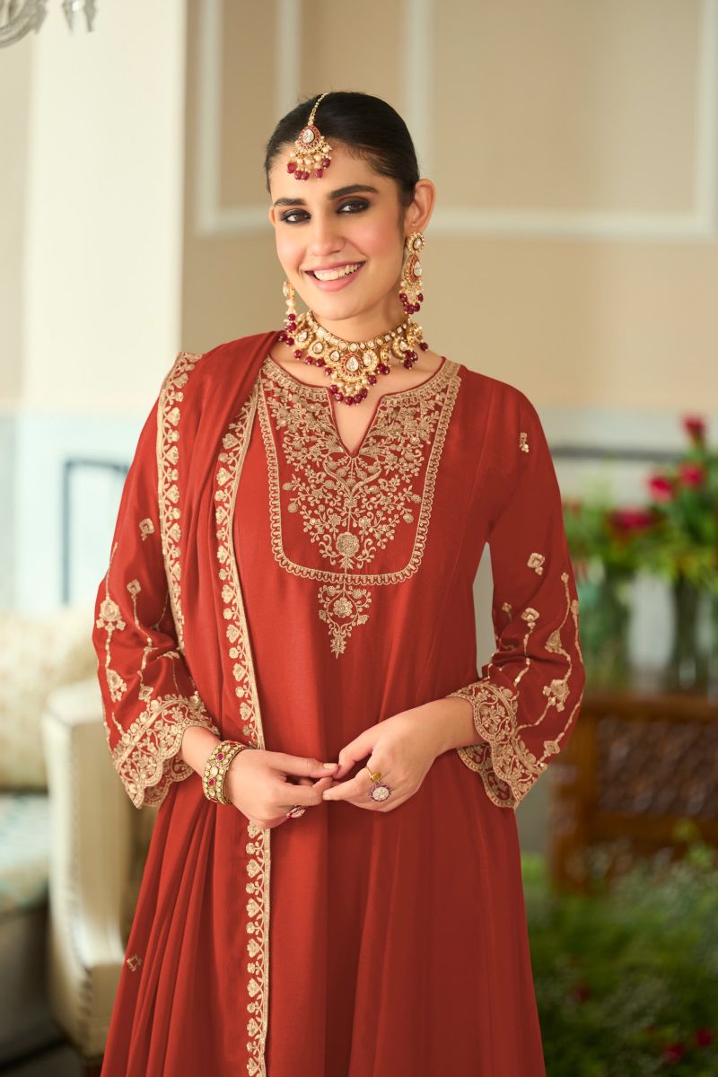 Zaveri D 9827 Chinon Embroidered Designer Salwar Kameez Set