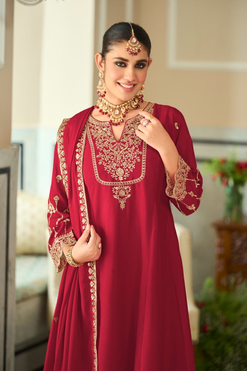 Zaveri D 9827 Chinon Embroidered Designer Salwar Kameez Set
