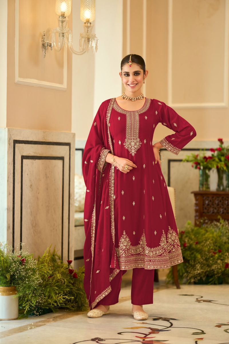 Zaveri D 9954 Chinon Embroidered Designer Salwar Kameez Set