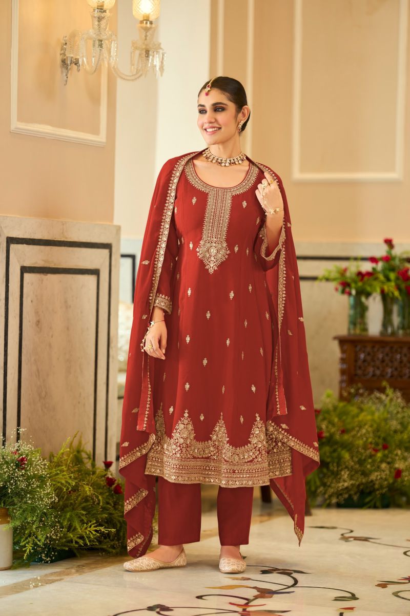 Zaveri D 9954 Chinon Embroidered Designer Salwar Kameez Set
