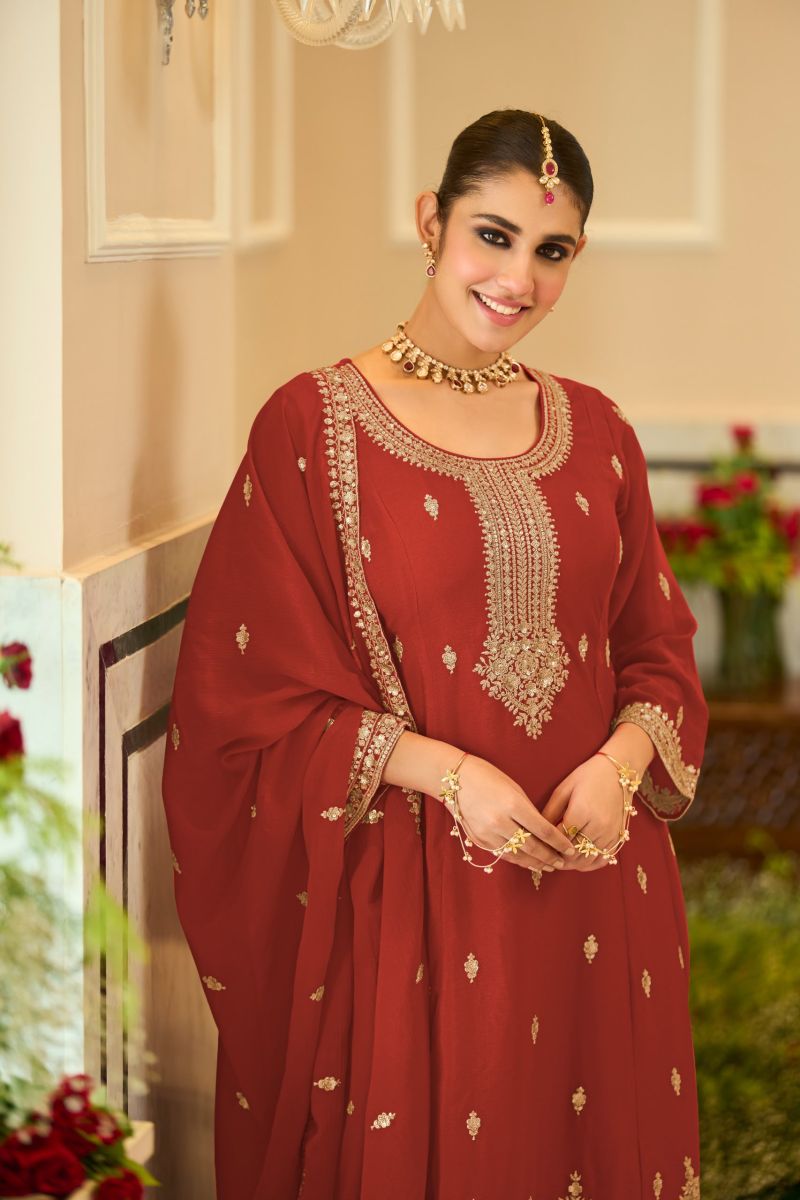 Zaveri D 9954 Chinon Embroidered Designer Salwar Kameez Set