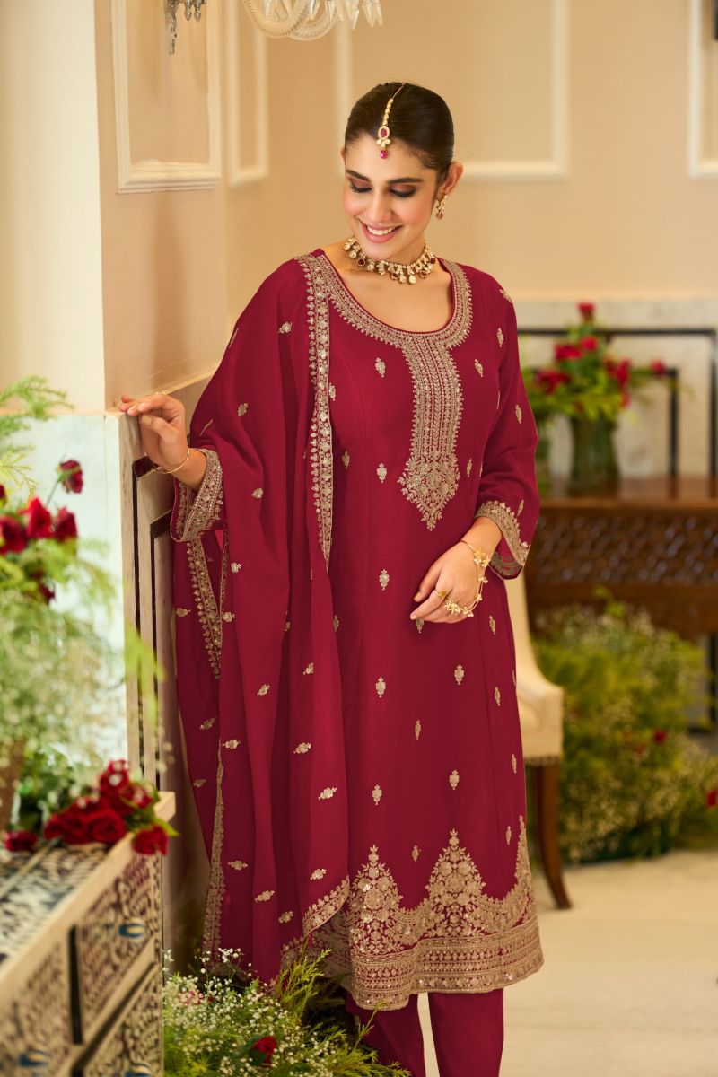 Zaveri D 9954 Chinon Embroidered Designer Salwar Kameez Set