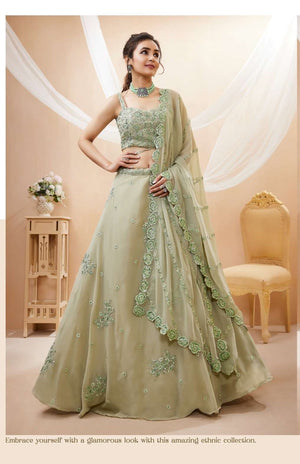 Zeel Clothing Evana Georgette Zari & Sequence Work Embroidery Lehenga Choli