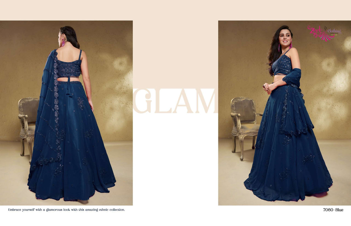 Zeel Clothing Evana Georgette Zari & Sequence Work Embroidery Lehenga Choli