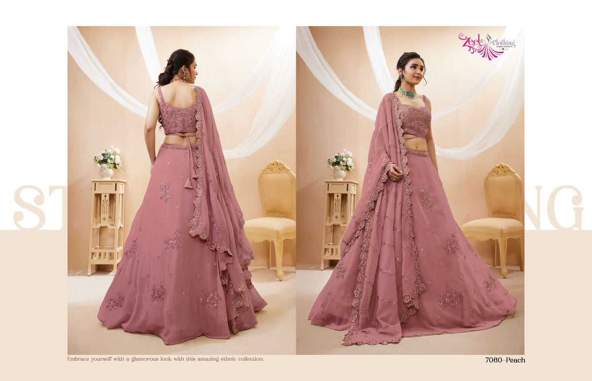 Zeel Clothing Evana Georgette Zari & Sequence Work Embroidery Lehenga Choli