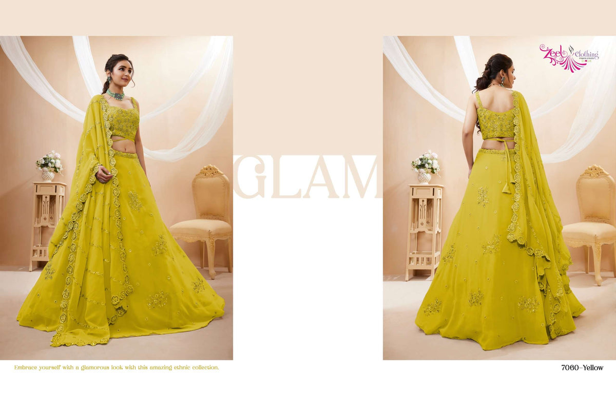Zeel Clothing Evana Georgette Zari & Sequence Work Embroidery Lehenga Choli