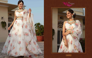 Zeel Clothing Vol-23 Organza Printed Unstitched Lehenga Set