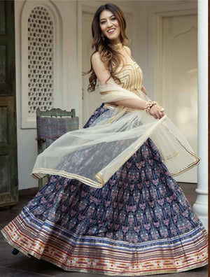 Zeel Clothing Vol-23 Organza Printed Unstitched Lehenga Set