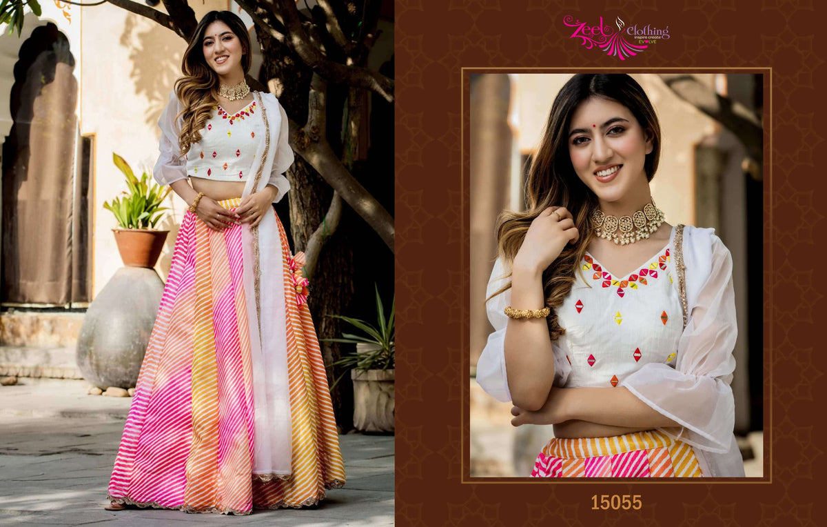 Zeel Clothing Vol-23 Organza Printed Unstitched Lehenga Set
