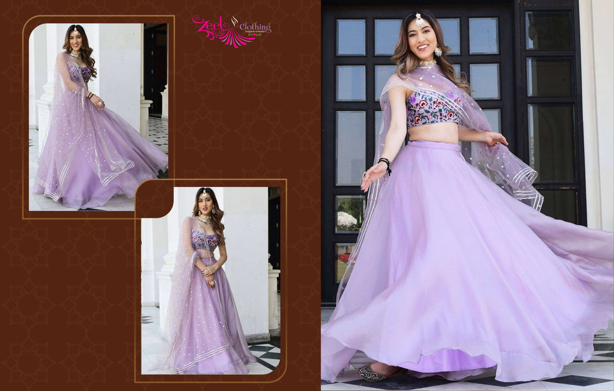 Zeel Clothing Vol-23 Organza Printed Unstitched Lehenga Set