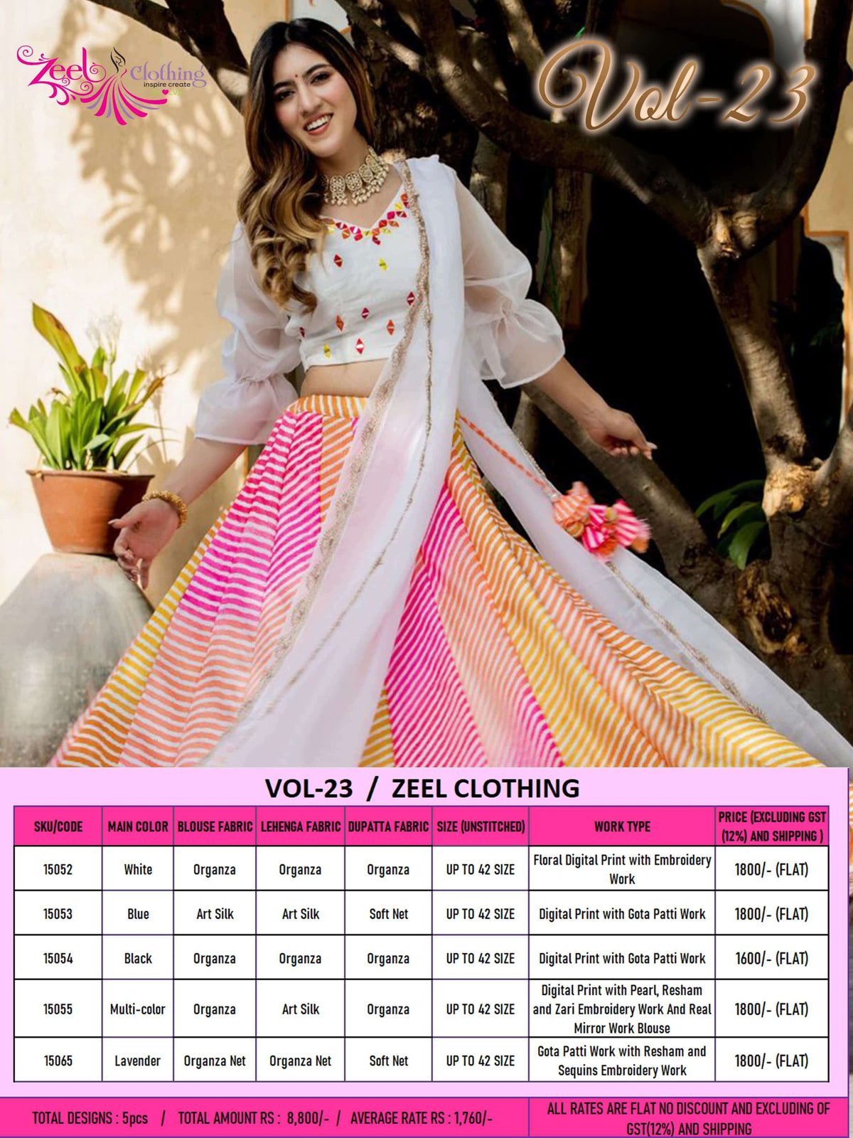 Zeel Clothing Vol-23 Organza Printed Unstitched Lehenga Set
