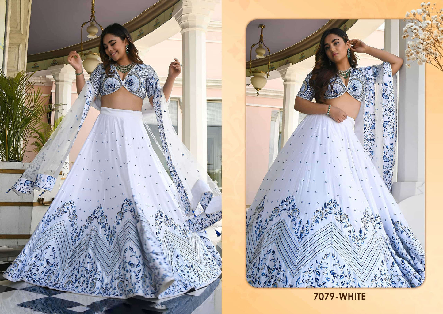 Zeel Clothing Vol-34 Georgette Embroidery Semi-Stitched Lehengas