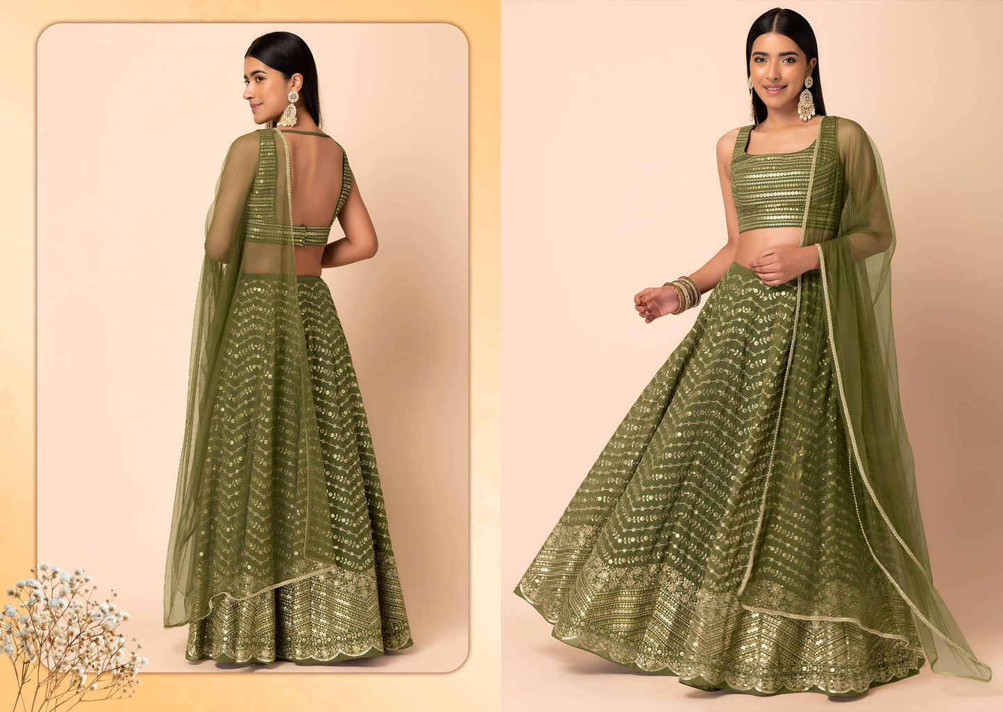 Zeel Clothing Vol-34 Georgette Embroidery Semi-Stitched Lehengas