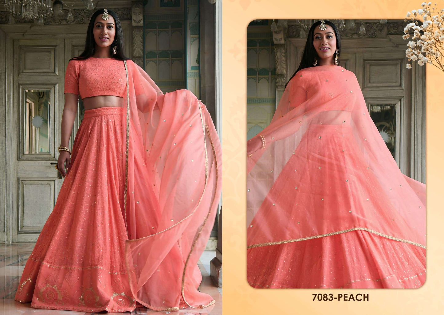 Zeel Clothing Vol-34 Georgette Embroidery Semi-Stitched Lehengas
