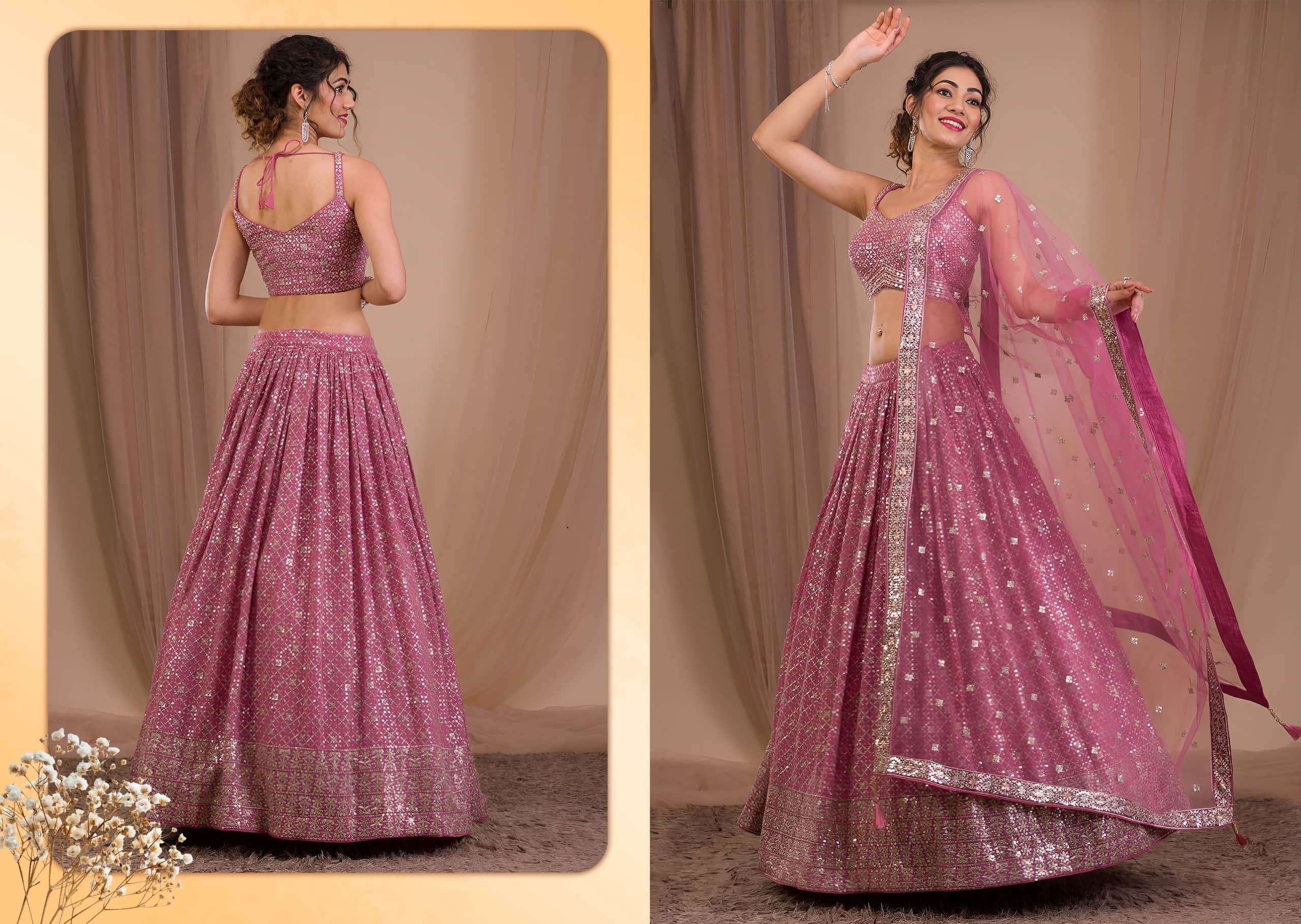 Zeel Clothing Vol-34 Georgette Embroidery Semi-Stitched Lehengas
