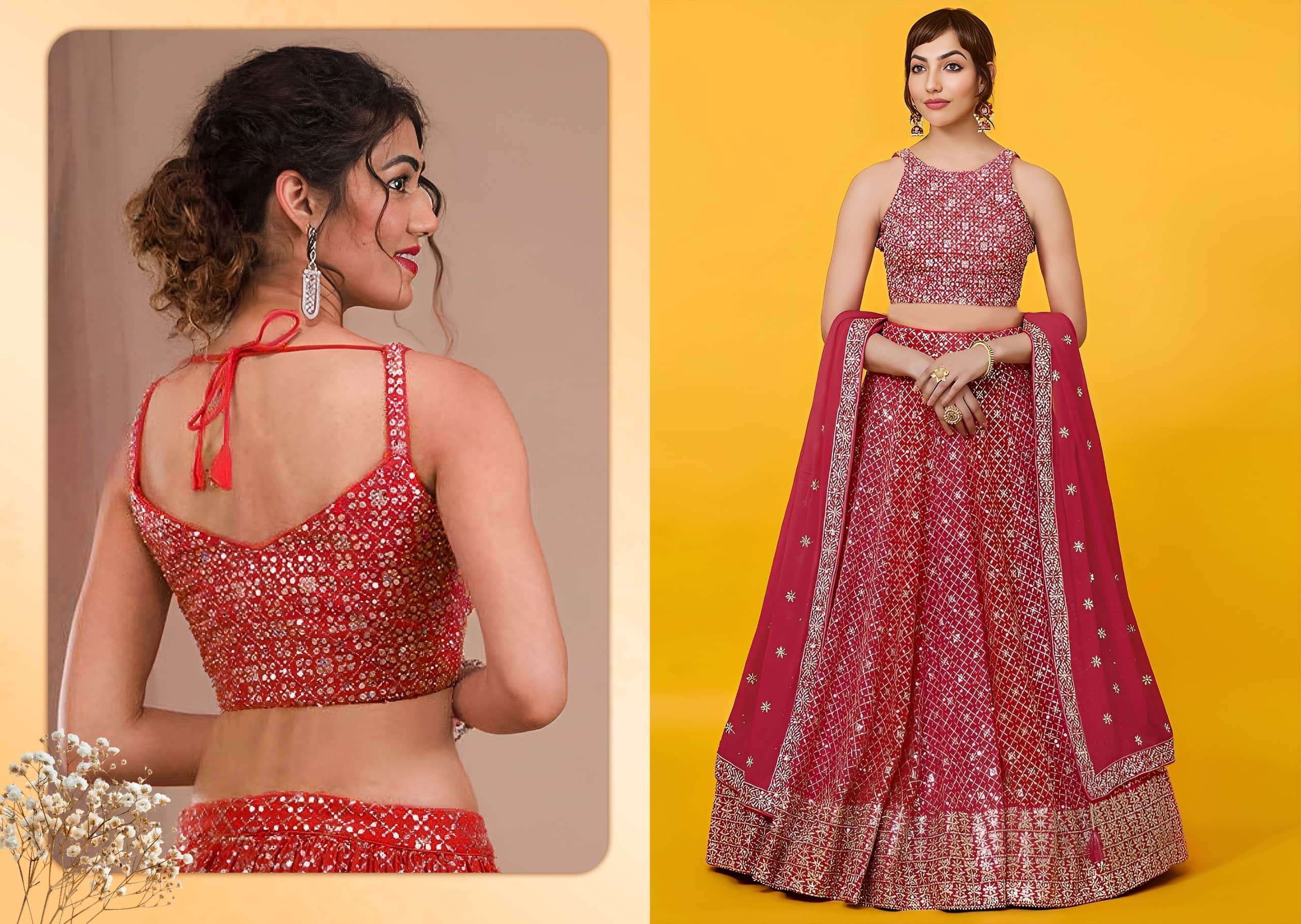 Zeel Clothing Vol-34 Georgette Embroidery Semi-Stitched Lehengas