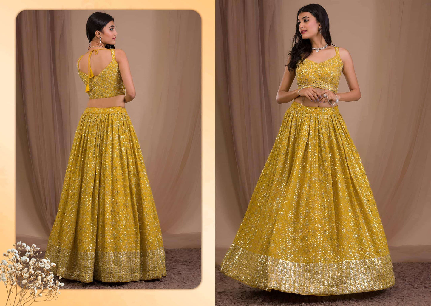 Zeel Clothing Vol-34 Georgette Embroidery Semi-Stitched Lehengas