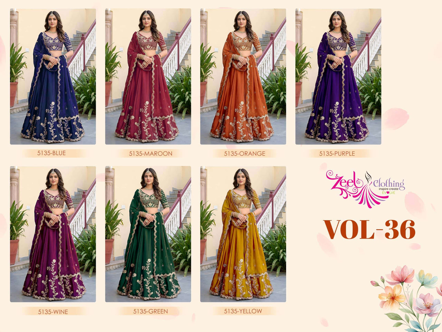 ZEEL Clothing Vol-36 Rangoli Silk Embroidered Semi Stitched Lehenga