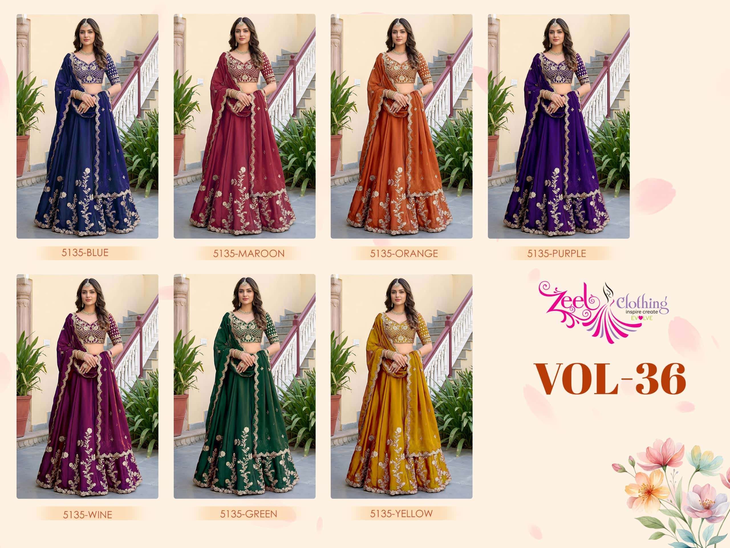 ZEEL Clothing Vol-36 Rangoli Silk Embroidered Semi Stitched Lehenga