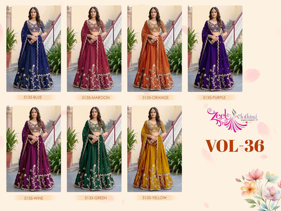 ZEEL Clothing Vol-36 Rangoli Silk Embroidered Semi Stitched Lehenga