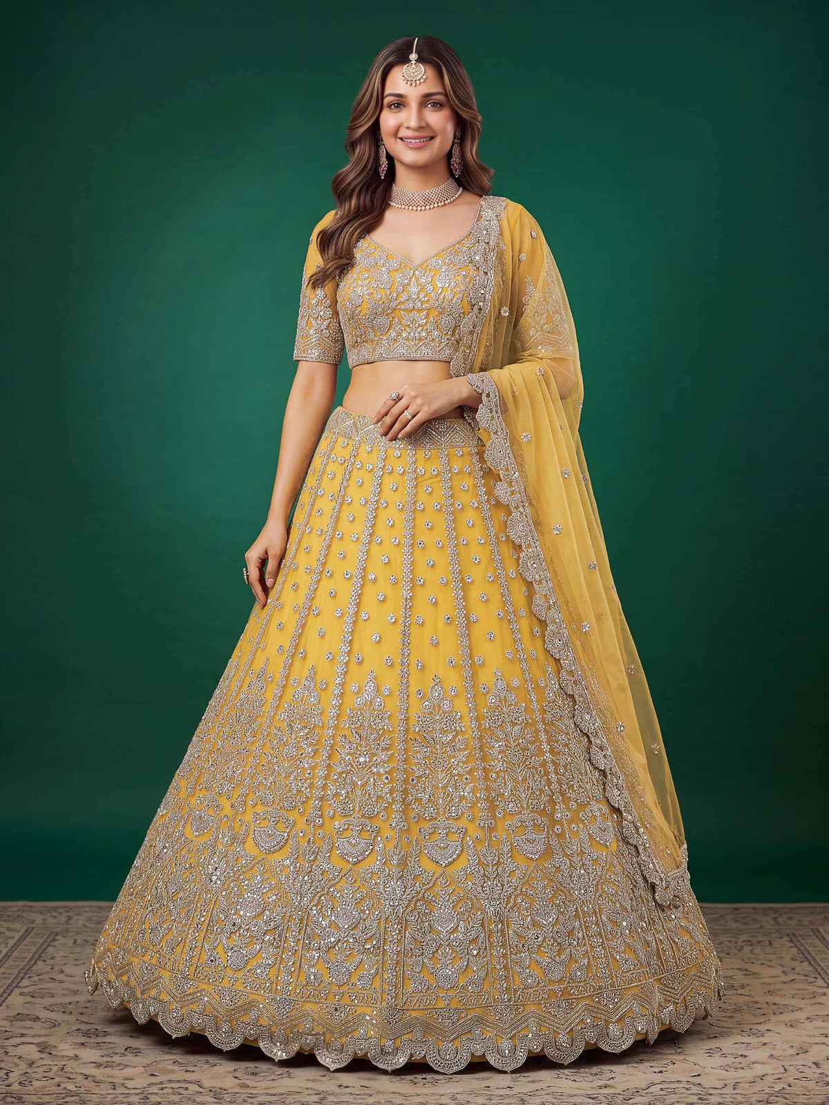 Zeel Clothing Vol-37 Mustard Gold Embroidery Semi-Stitched Lehenga Choli