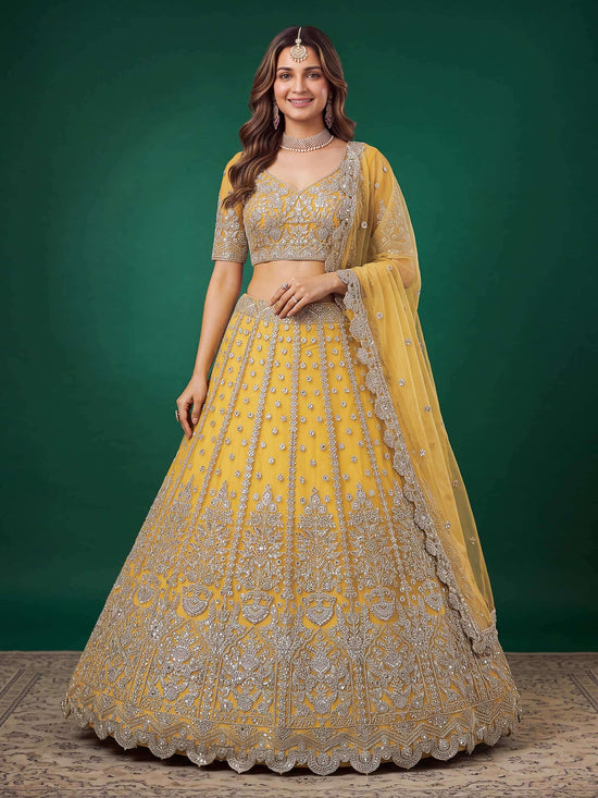 Zeel Clothing Vol-37 Mustard Gold Embroidery Semi-Stitched Lehenga Choli
