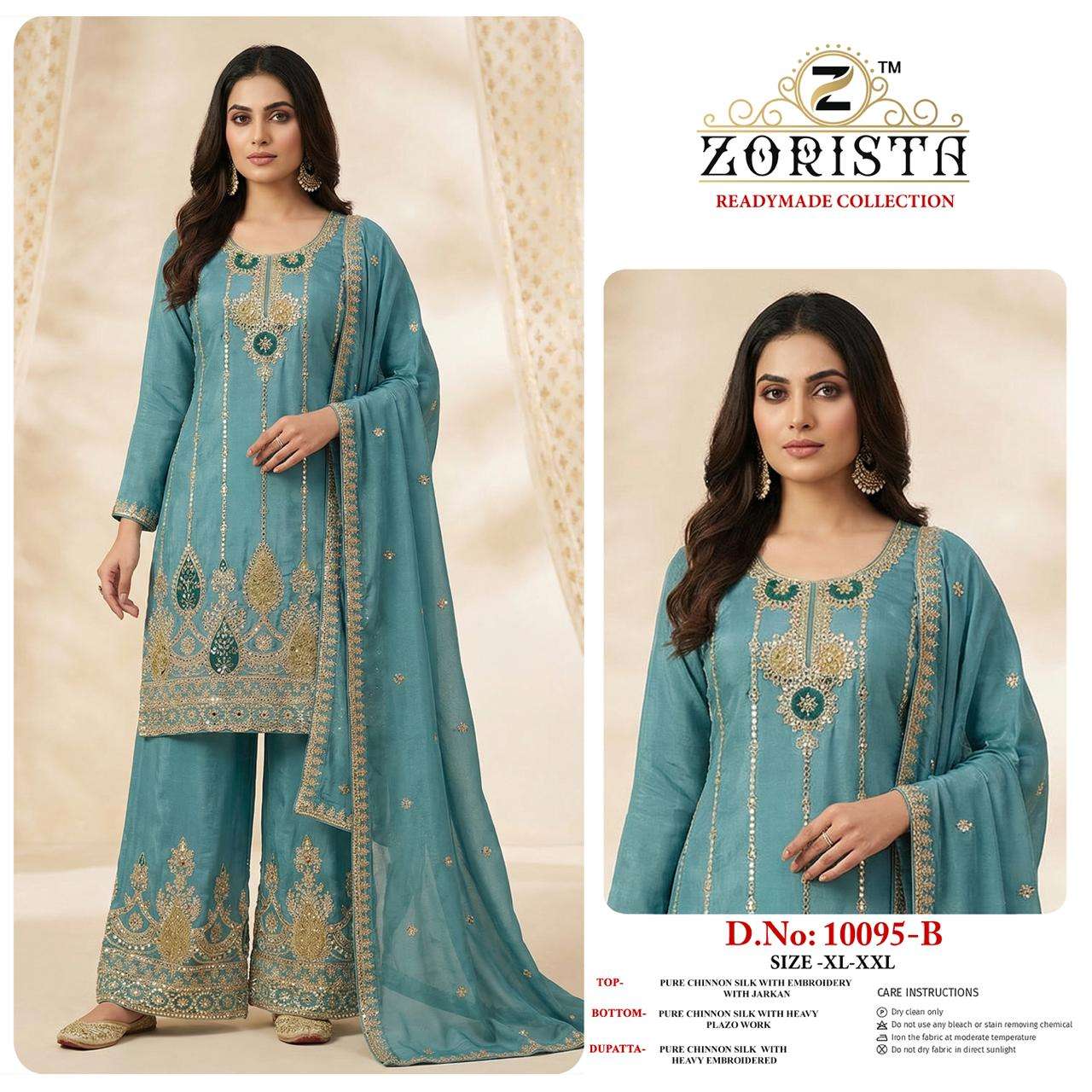 ZORISTA 10095 Chinon Silk Embroidered Pakistani Suit Set