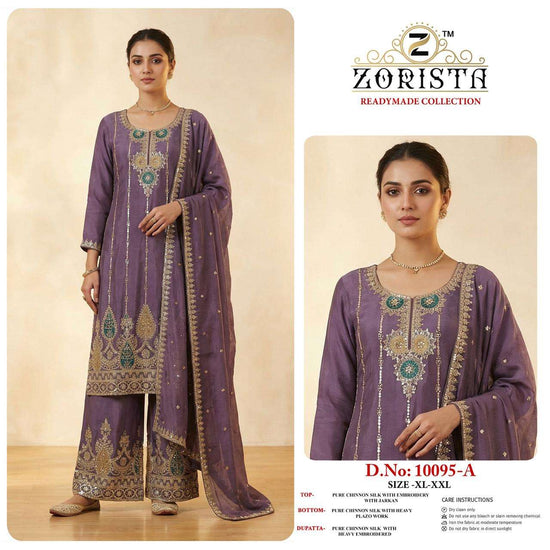 ZORISTA 10095 Chinon Silk Embroidered Pakistani Suit Set