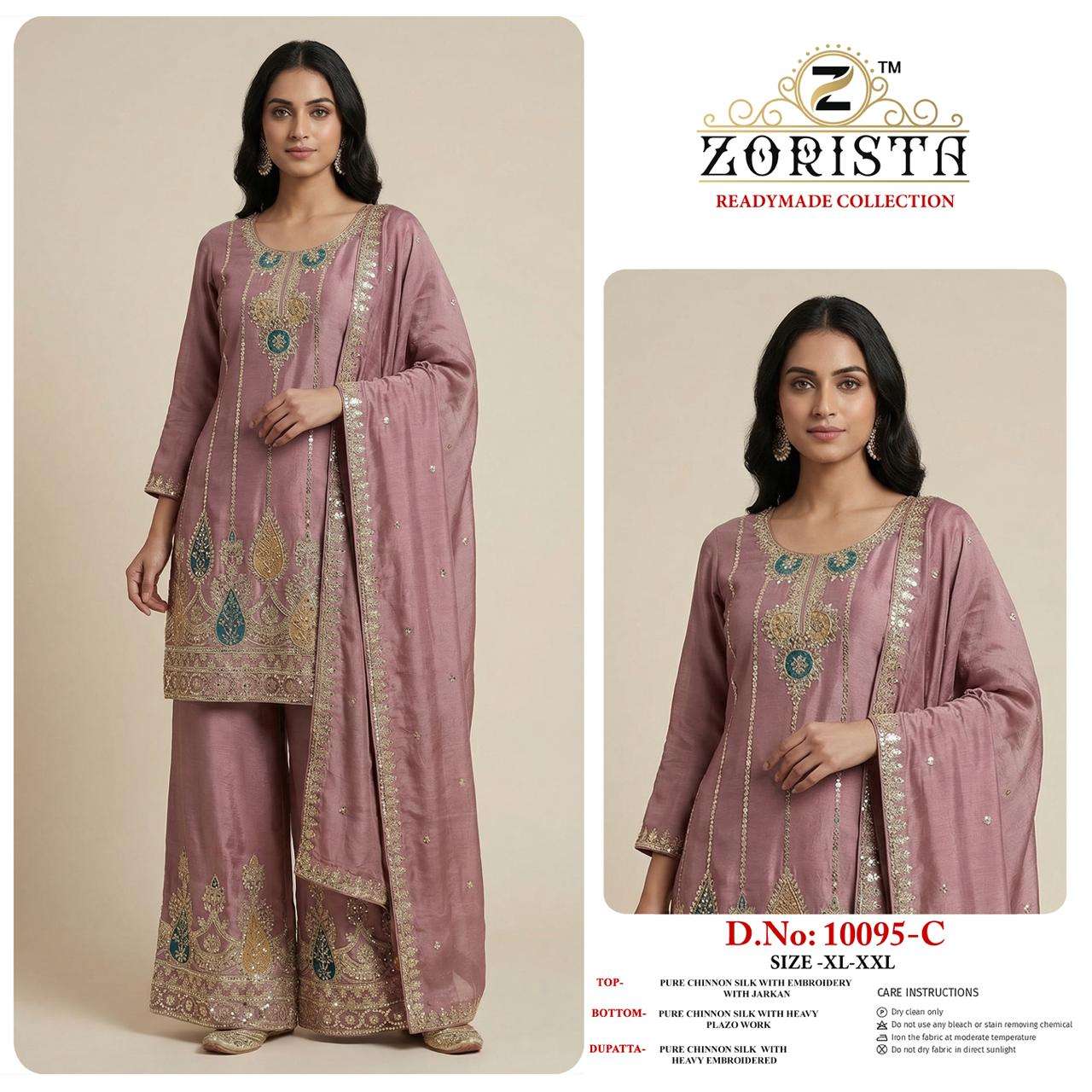 ZORISTA 10095 Chinon Silk Embroidered Pakistani Suit Set