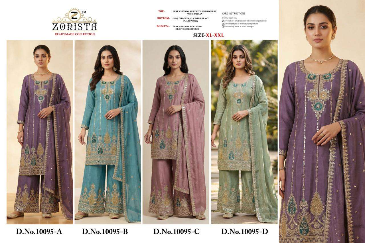 ZORISTA 10095 Chinon Silk Embroidered Pakistani Suit Set