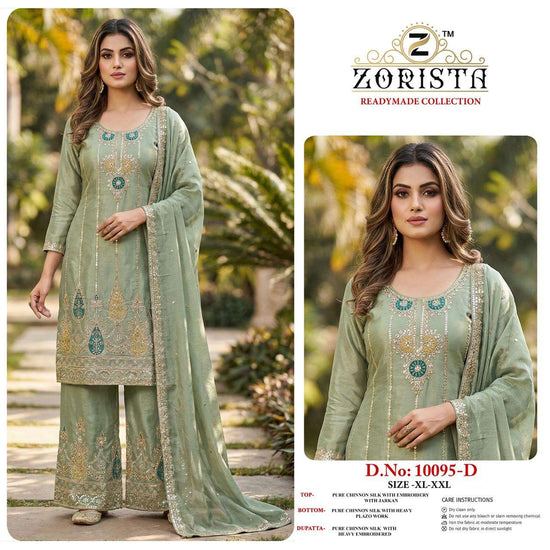 ZORISTA 10095 Chinon Silk Embroidered Pakistani Suit Set